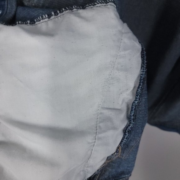 Kani Jeans Jacket Men's XL Button Front Blue Denim Distressed - Picture 15 of 15